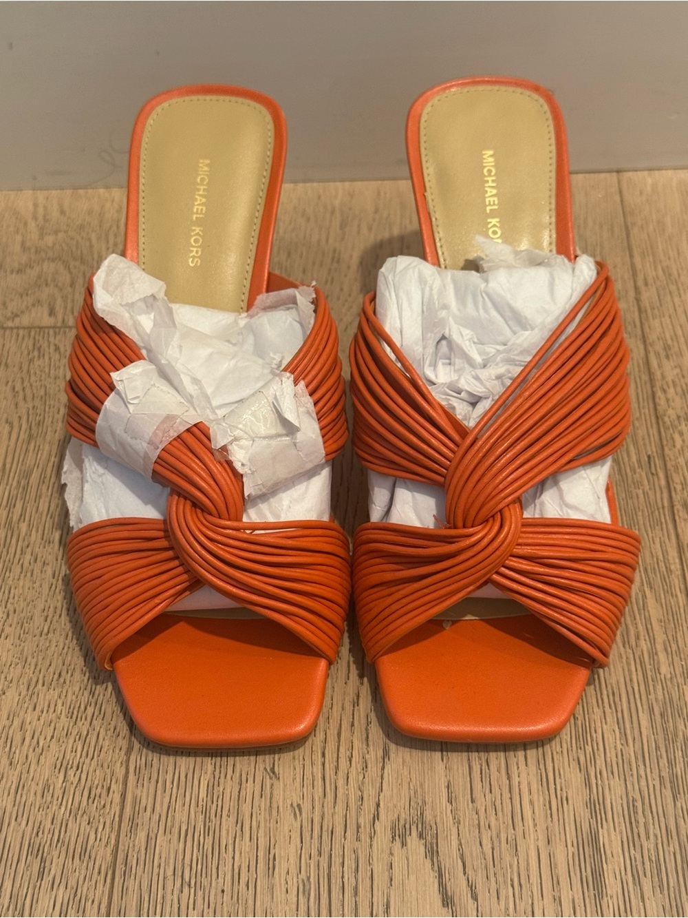 Michael Kors Orange Knotted Slide Mules Sz 7M